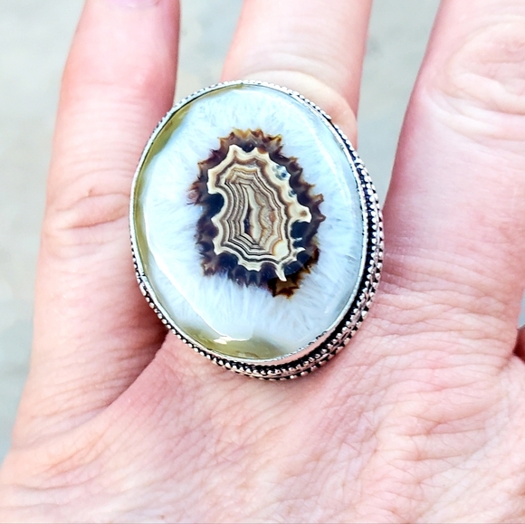 New Oversized Solar Agate 925 Silver Statement Ring. - Picture 11 of 15
